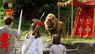 "Putting the tent up in the lion enclosure was a great idea, darling."